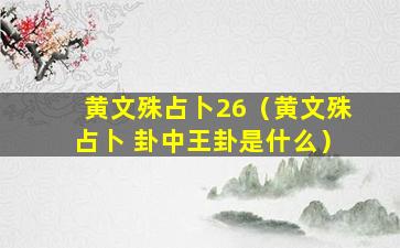 黄文殊占卜26（黄文殊占卜 卦中王卦是什么）